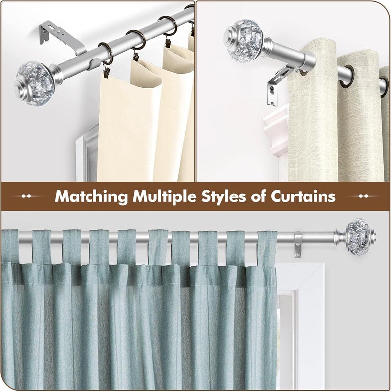 USFOOK 2 Pack Window Treatment Finials for 1 or 7/8 Inch Curtain Rods, Silver Drapery Rods Replacement Finials with M6 Screws, Translucent Finials Embedded with Silver Foil - Image 5